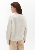 Bayan Bej Düğmeli Triko Hırka