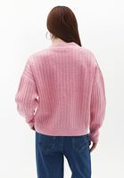 Bayan Pembe Düğmeli Triko Hırka