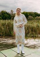 Bayan Bej Sim Detaylı V Yaka Kazak