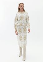 Bayan Bej Sim Detaylı V Yaka Kazak