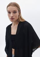 Bayan Siyah Midi Boy Basic Kimono