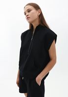 Bayan Siyah Fermuarlı Sweatshirt