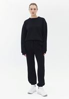 Bayan Siyah Sıfır Yaka Oversize Sweatshirt