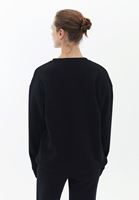 Bayan Siyah Sıfır Yaka Oversize Sweatshirt