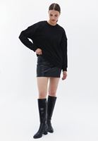 Bayan Siyah Pamuklu Oversize Sweatshirt