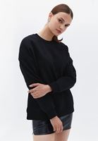 Bayan Siyah Pamuklu Oversize Sweatshirt