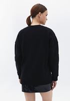 Bayan Siyah Pamuklu Oversize Sweatshirt