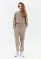 Bayan Bej Pamuklu Crop Sweatshirt