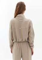 Bayan Bej Pamuklu Crop Sweatshirt