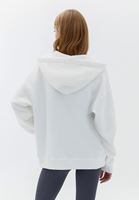 Bayan Krem Oversize Kapüşonlu Hırka