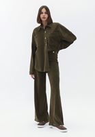 Yüksek Bel Wide-Leg Kadife Pantolon