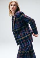 Bayan Çok Renkli Ekoseli Blazer Ceket