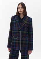 Bayan Çok Renkli Ekoseli Blazer Ceket