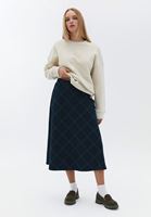 Bayan Çok Renkli Yüksek Bel Ekoseli Etek