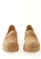 Bayan Bej Süet Loafer Ayakkabı