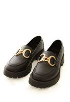 Bayan Siyah Deri Loafer Ayakkabı