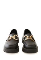 Bayan Siyah Deri Loafer Ayakkabı