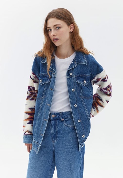 Oversize Denim Ceket ve Pantolon Kombini