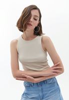 Bayan Bej Pamuklu Halter Yaka Atlet