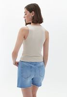 Bayan Bej Pamuklu Halter Yaka Atlet