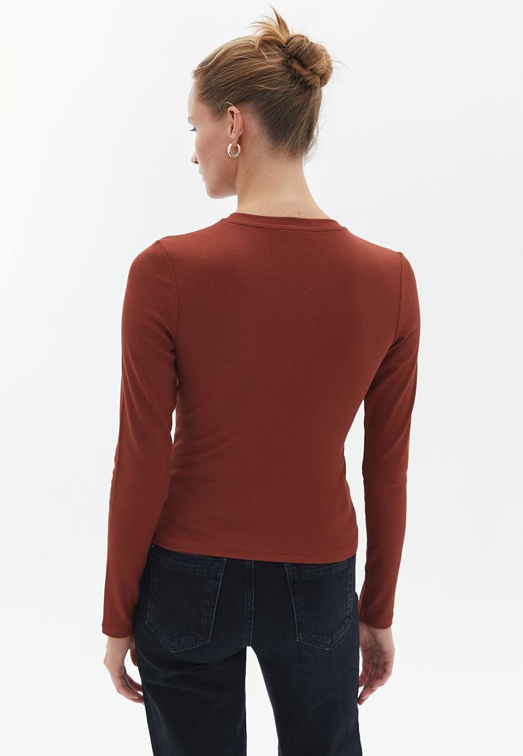 Women Brick Tshirt with Tie-up Detail