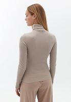 Bayan Bej Uzun Kollu Roll Neck