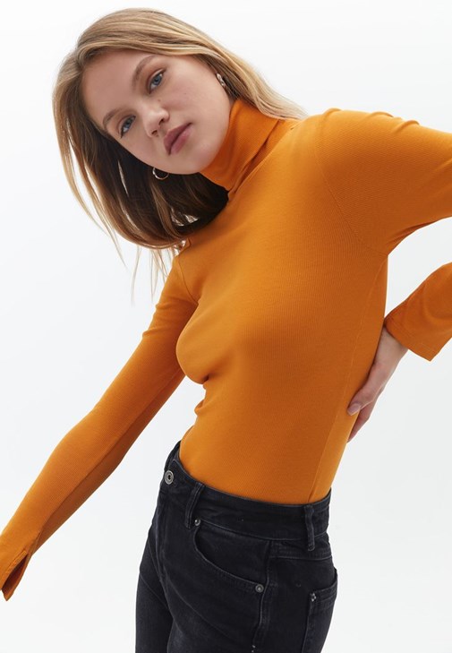 Turuncu Uzun Kollu Roll Neck