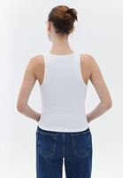 Bayan Beyaz Pamuklu Halter Yaka Atlet