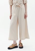 Bayan Bej Keten Karışımlı Culotte Pantolon