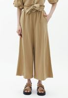 Bayan Yeşil Keten Karışımlı Culotte Pantolon
