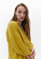 Bayan Sarı Oversize Keten Gömlek