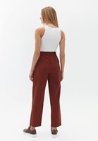 Bayan Kiremit Keten Karışımlı Carrot-Fit Pantolon 