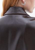 Bayan Kahverengi Vegan Deri Oversize Ceket