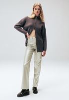 Women Gold High Rise Vegan Leather Wide Leg Pants