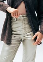 Women Gold High Rise Vegan Leather Wide Leg Pants
