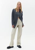 Women Gold High Rise Vegan Leather Wide Leg Pants