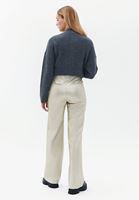 Women Gold High Rise Vegan Leather Wide Leg Pants