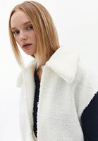 Bayan Mavi Vegan Kürk Detaylı Denim Mont