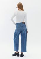 Bayan Mavi Ultra Yüksek Bel Barrel-Fit Pantolon 