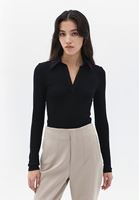 Bayan Siyah Polo Yaka Tişört ( MODAL )