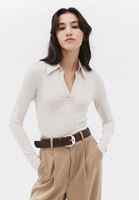 Bayan Bej Polo Yaka Tişört ( MODAL )