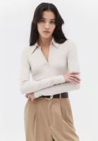 Bayan Bej Polo Yaka Tişört ( MODAL )