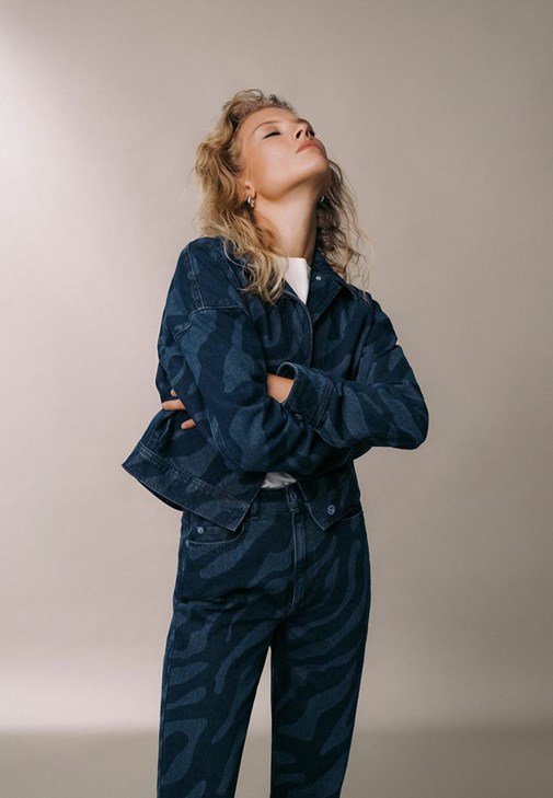 Crop Denim Ceket ve Pantolon Kombini
