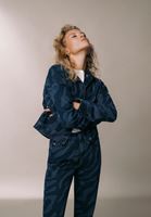 Crop Denim Ceket ve Pantolon Kombini