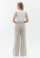 Bayan Bej Orta Bel Wide-Leg Pantolon ( TENCEL™ )
