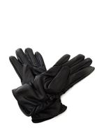 Bayan Siyah Vegan Deri Eldiven 