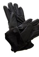 Bayan Siyah Vegan Deri Eldiven 