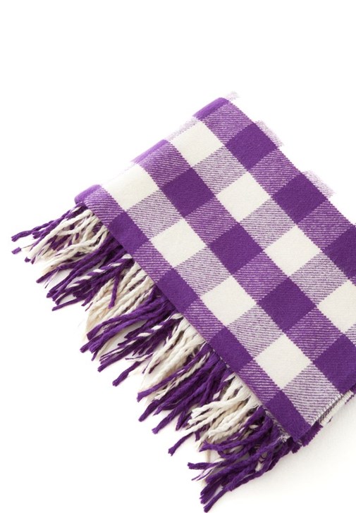 Mor Desenli Kalın Şal