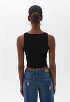 Bayan Siyah Halter Yaka Dikişsiz Crop Atlet