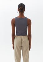 Bayan Gri Halter Yaka Dikişsiz Crop Atlet